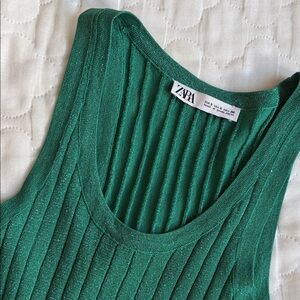 Zara Sparkle Green Ribbed Tank Top